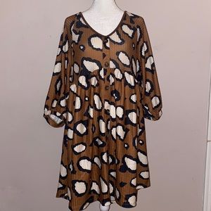Umgee Waffle Knit Leopard Print Dress